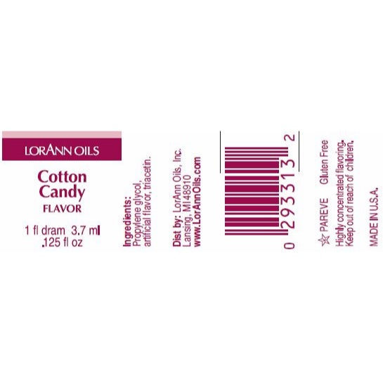 LorAnn Oils' Cotton Candy Flavor, 1 Dram (Super Strength)