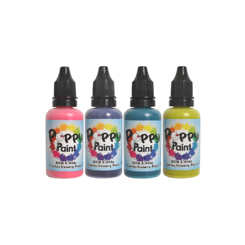 Poppy Paint Edible Paint Set - 4pc VIBRANT SET, 30 mL each