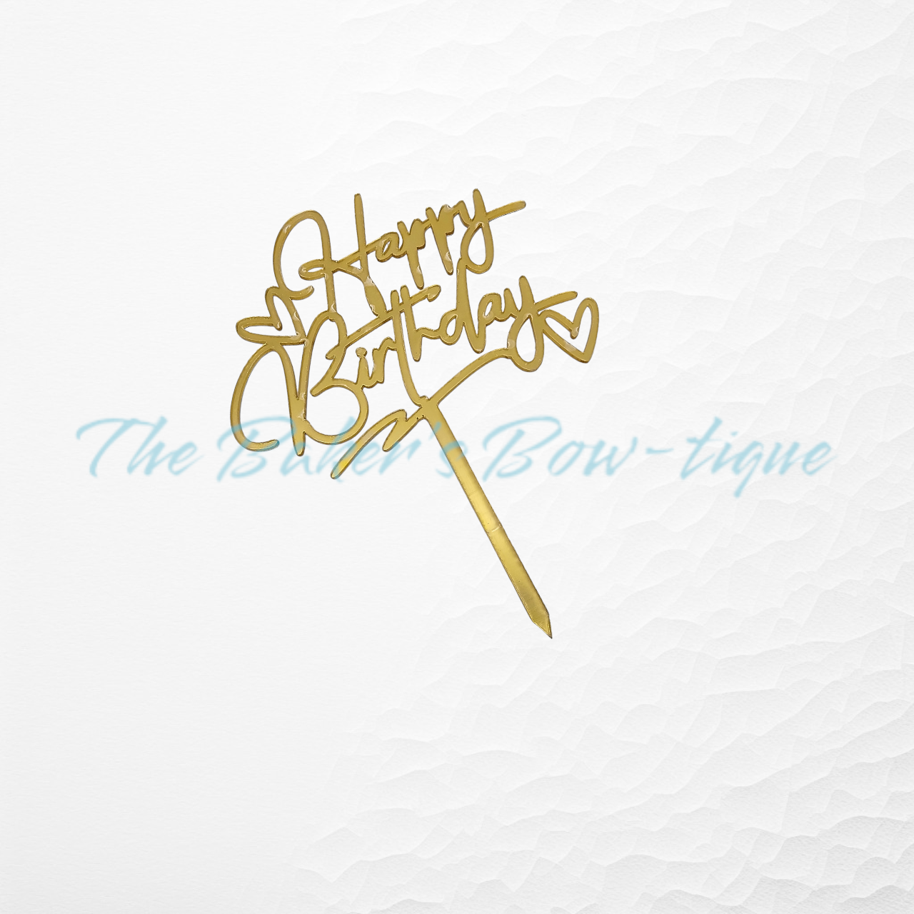 Acrylic "Happy Birthday" Cake Topper-GOLD - The Baker's Bow-tique