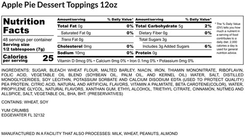 Yum Crumbs Dessert Topping - APPLE PIE, 12 oz.