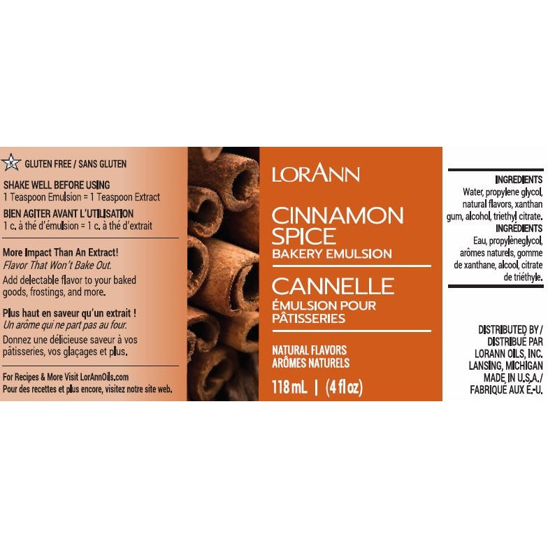 LorAnn Oils' Cinnamon Spice Bakery Emulsion, 4 oz.