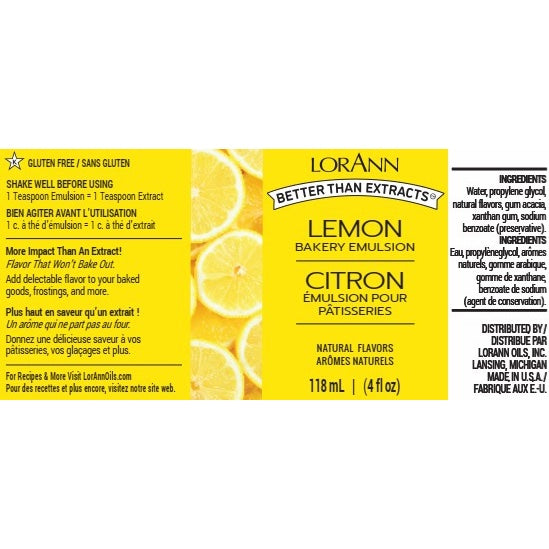 LorAnn Oils' Lemon Bakery Emulsion, 4 oz.
