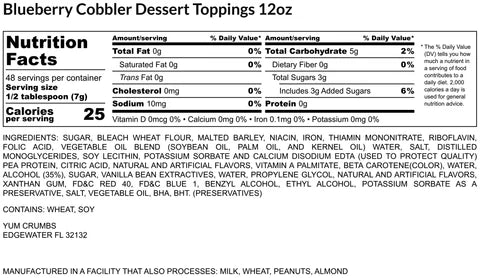 Yum Crumbs Dessert Topping - BLUEBERRY COBBLER, 12 oz.