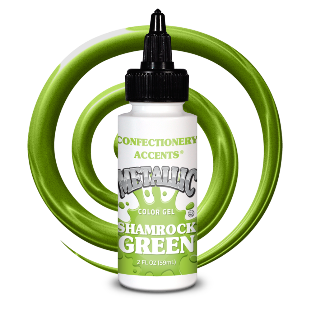 Confectionery Accents Metallic Color Gel - SHAMROCK GREEN, 2 oz.