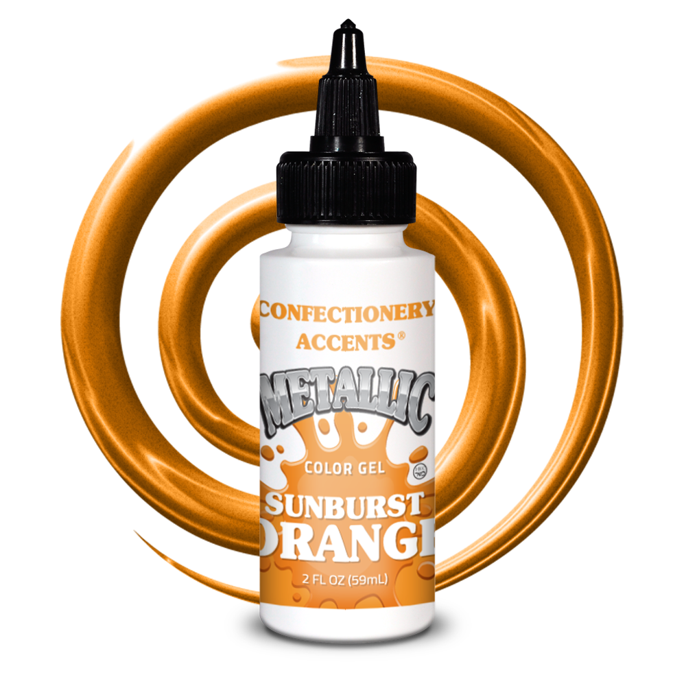 Confectionery Accents Metallic Color Gel - SUNBURST ORANGE, 2 oz.