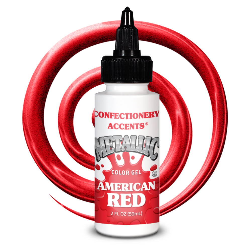 Confectionery Accents Metallic Color Gel - AMERICAN RED, 2 oz.