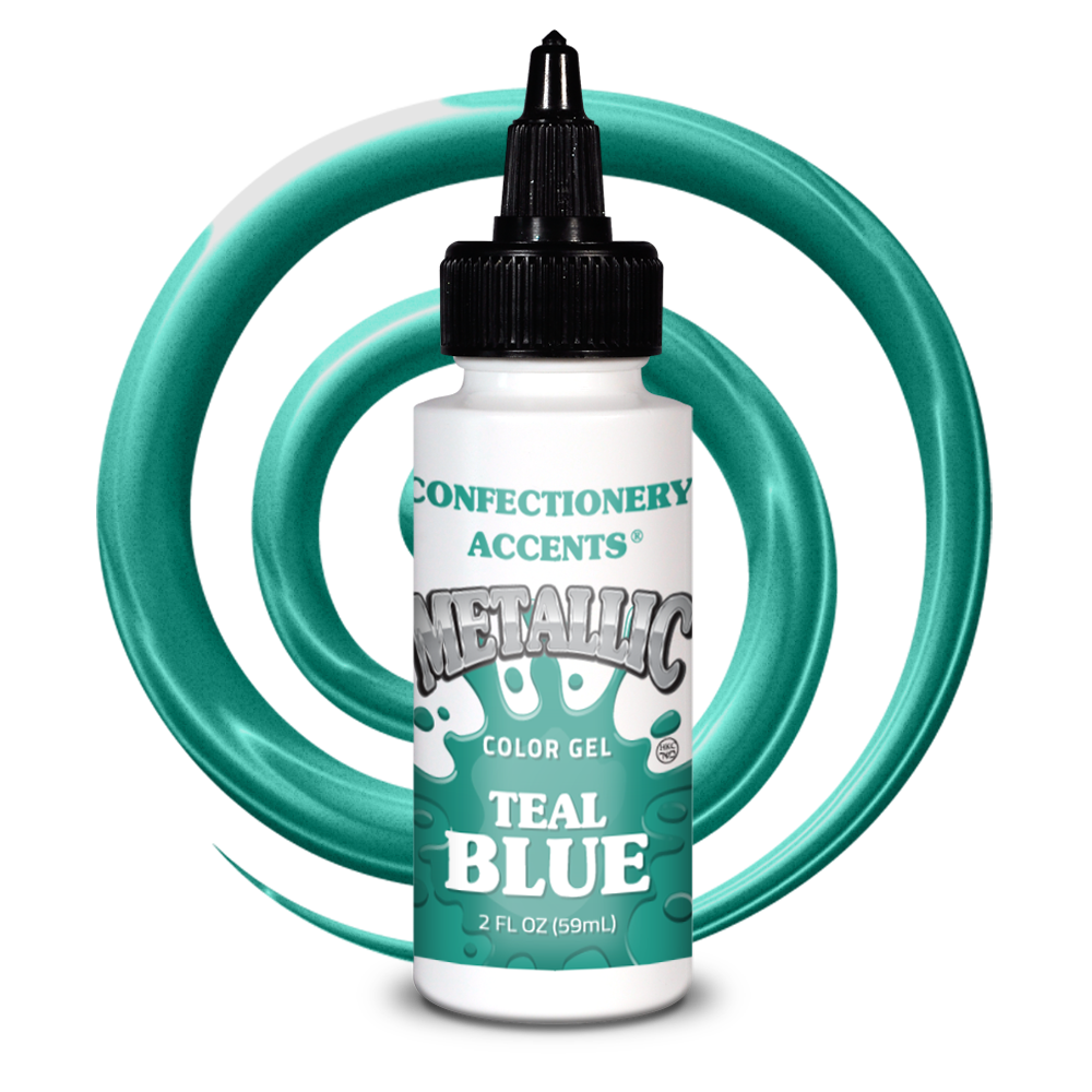 Confectionery Accents Metallic Color Gel - TEAL BLUE, 2 oz.