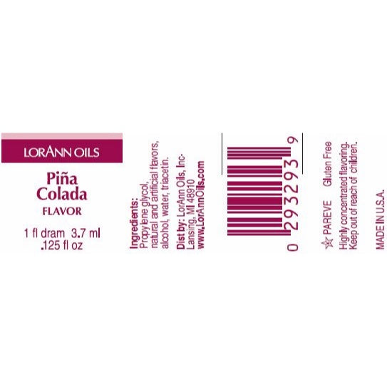 LorAnn Oils' Pina Colada Flavor, 1 Dram (Super Strength)