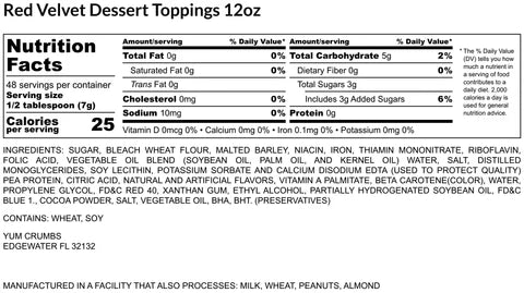 Yum Crumbs Dessert Topping - RED VELVET, 12 oz.