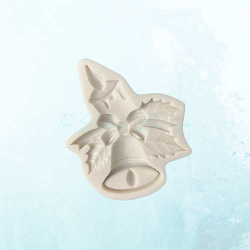 Jingle Bell with Bow, Holly Leaves, and Candle - Large