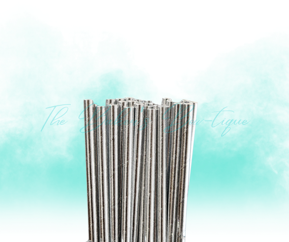 METALLIC SILVER Paper Straws