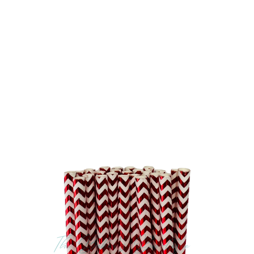 METALLIC RED CHEVRON Paper Straws