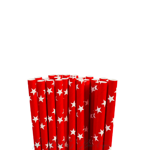 STARS - RED Paper Straws