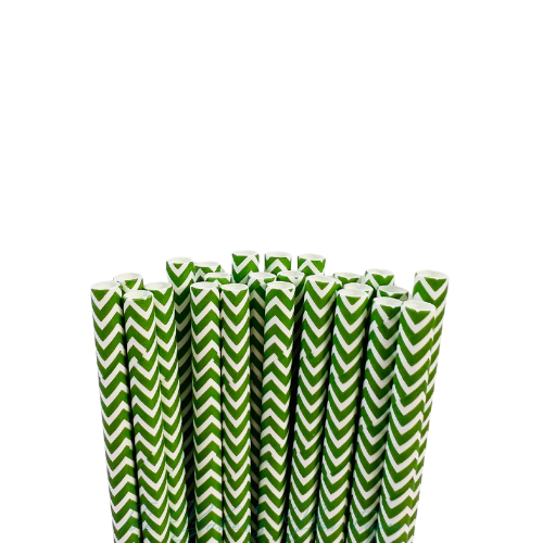 OLIVE GREEN-ish CHEVRON Paper Straws