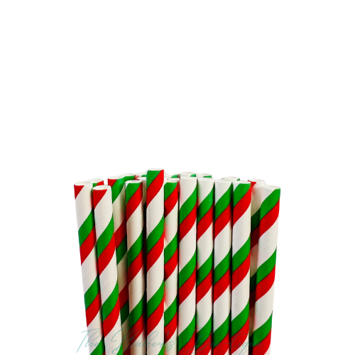 RED and GREEN STRIPE Paper Straws