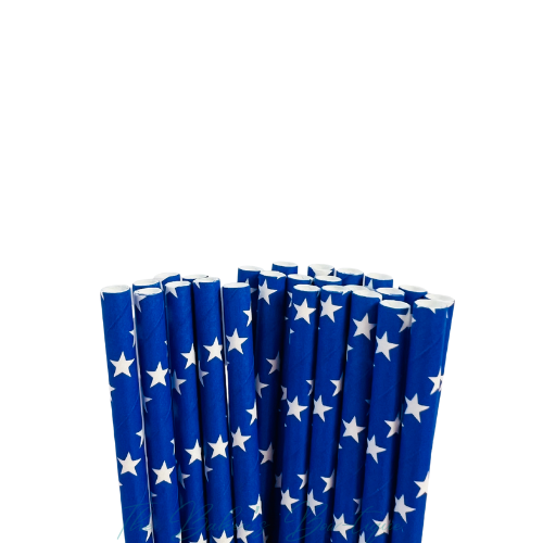 STARS - BLUE Paper Straws