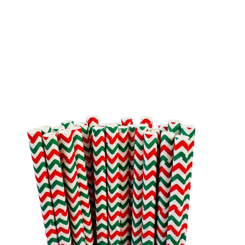 RED and GREEN CHEVRON Paper Straws