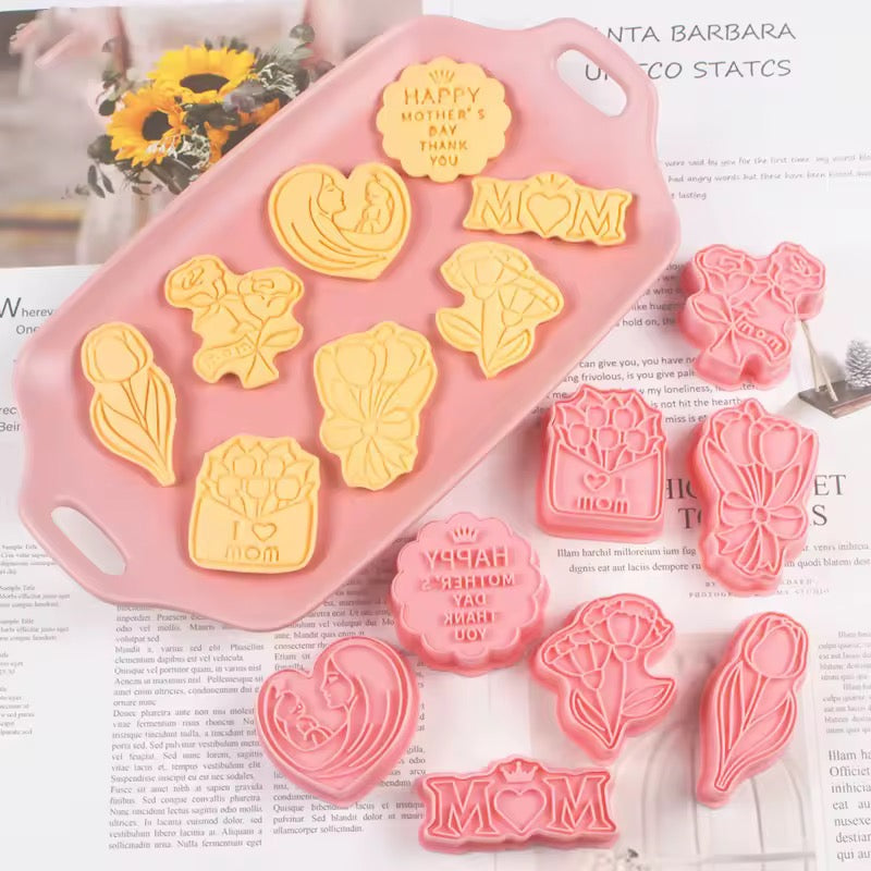 Fondant Embossers with Cutters Set - Happy Mother's Day