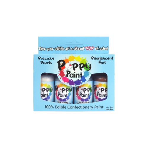 Poppy Paint Edible Paint Set - 4pc PEARLESCENT SET (PRECIOUS PEARLS, 30 mL each