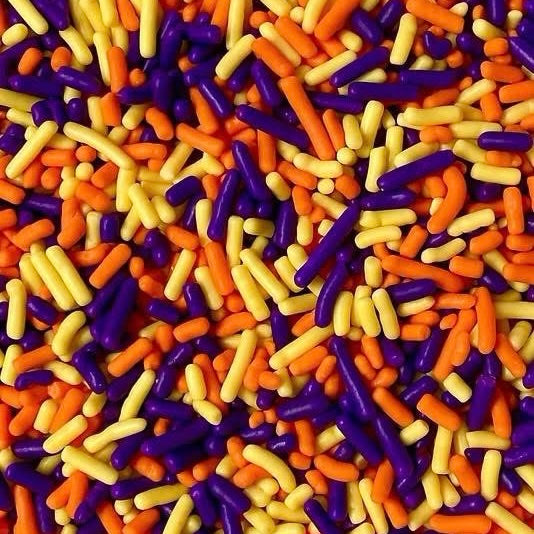 Jimmies - PURPLE, YELLOW, and ORANGE, 4.3 oz