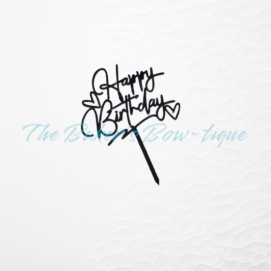 Acrylic "Happy Birthday" Cake Topper-BLACK - The Baker's Bow-tique