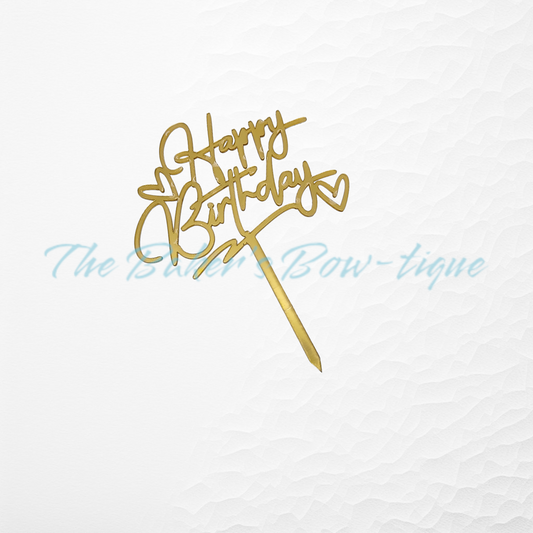 Acrylic "Happy Birthday" Cake Topper-GOLD - The Baker's Bow-tique