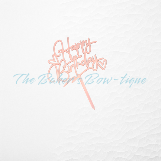 Acrylic "Happy Birthday" Cake Topper-ROSE GOLD - The Baker's Bow-tique