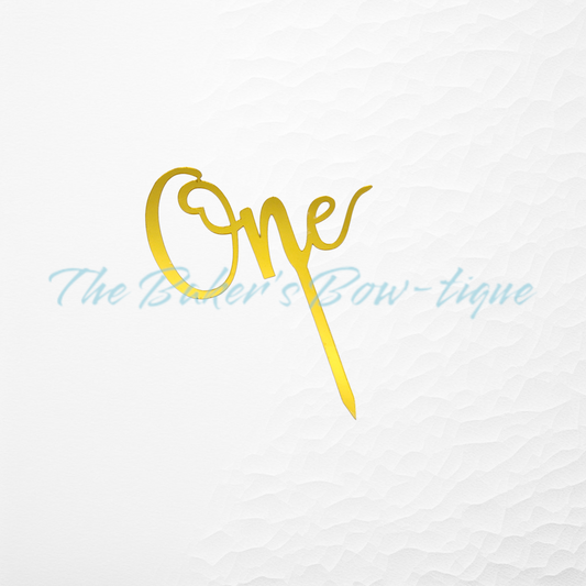 Acrylic "One" Cake Topper-GOLD - The Baker's Bow-tique