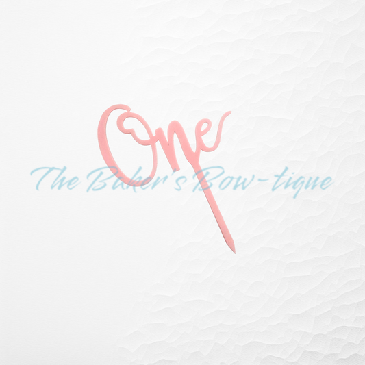 Acrylic "One" Cake Topper-LIGHT PINK - The Baker's Bow-tique