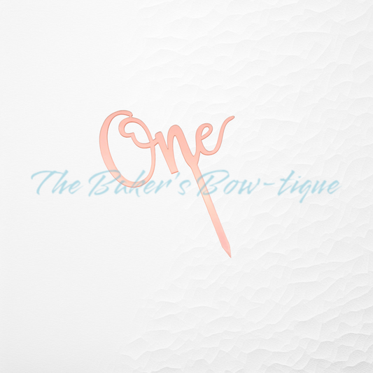Acrylic "One" Cake Topper-ROSE GOLD - The Baker's Bow-tique