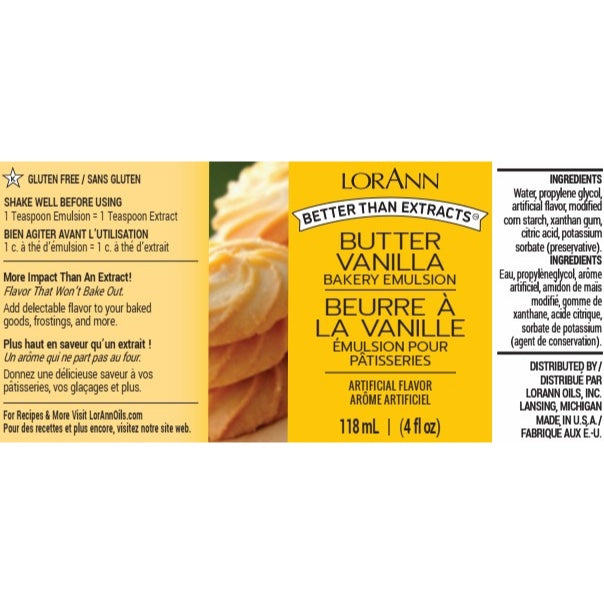 LorAnn's Oils' Butter Vanilla Emulsion, 4 oz.