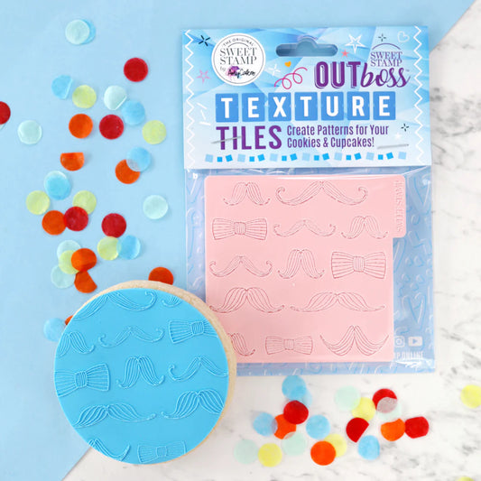 Sweet Stamp OUTboss Texture Tiles - BOW & MUSTACHE, Regular Size