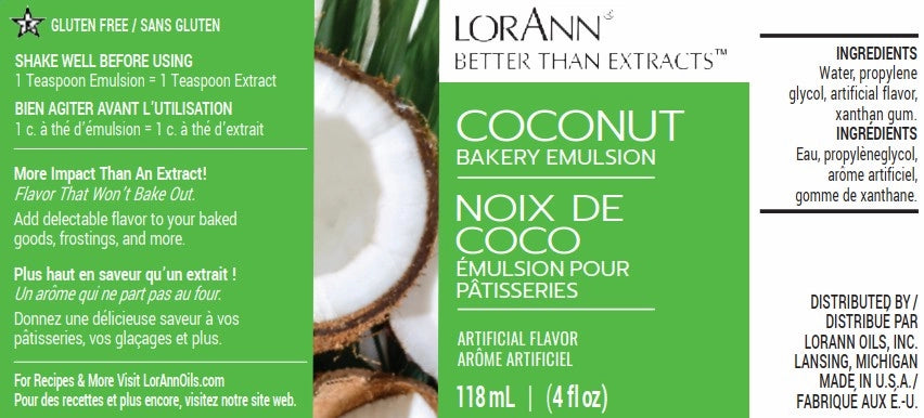 LorAnn Oils' Coconut Bakery Emulsion, 4 oz.
