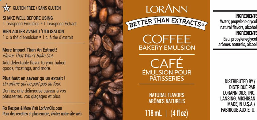 LorAnn Oils' Natural Coffee Bakery Emulsion, 4 oz.