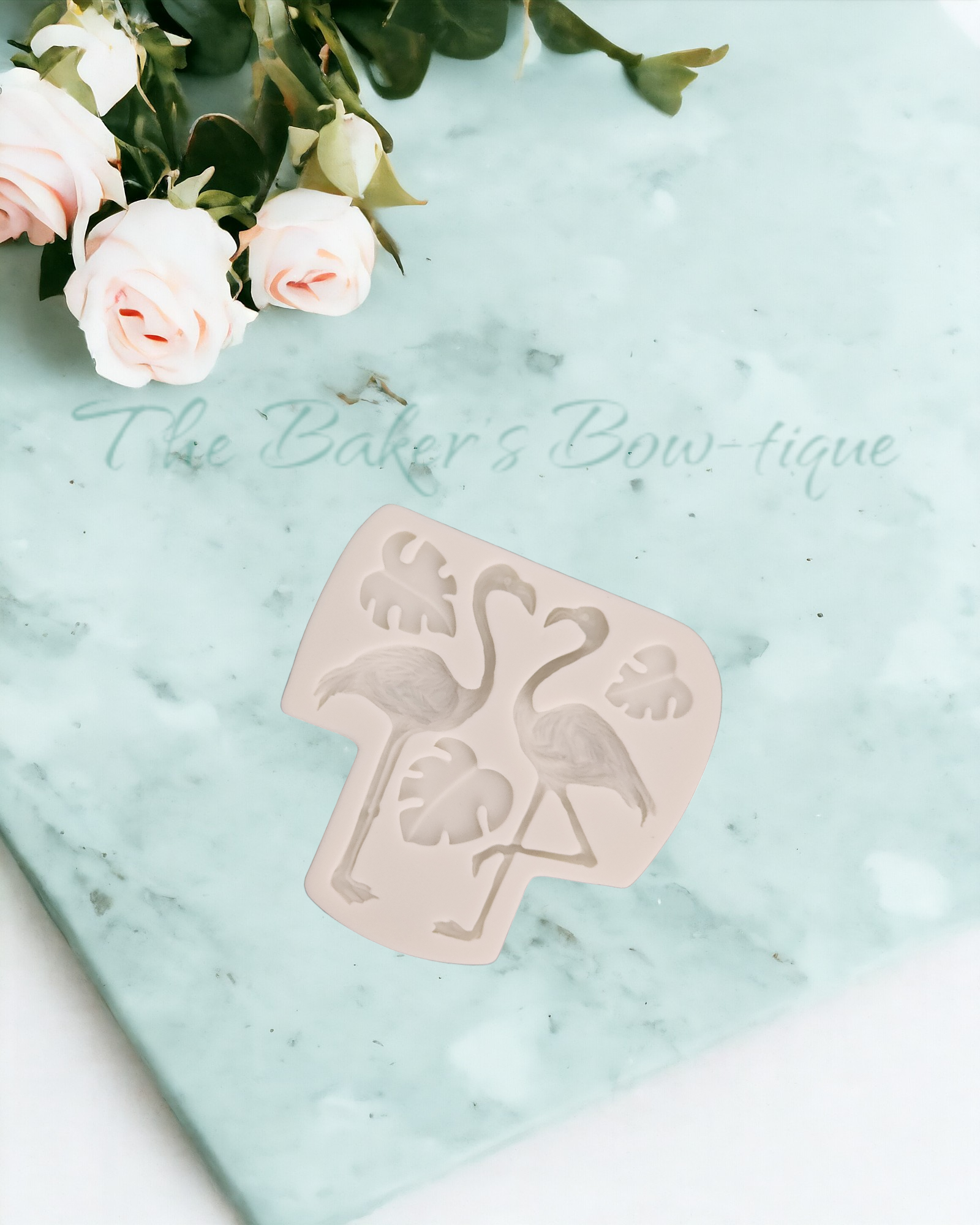 Flamingo and Tropical Leaf - The Baker's Bow-tique
