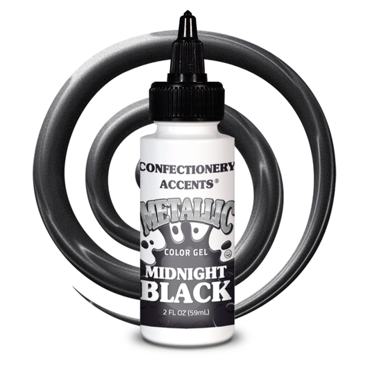 Confectionery Accents Metallic Color Gel - MIDNIGHT BLACK, 2 oz.