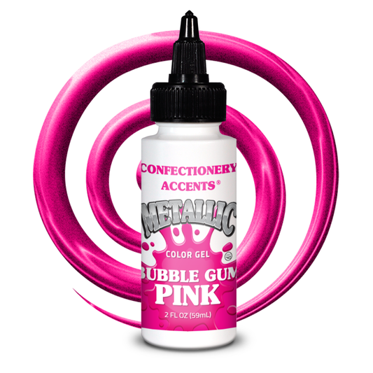 Confectionery Accents Metallic Color Gel - BUBBLE GUM PINK, 2 oz.