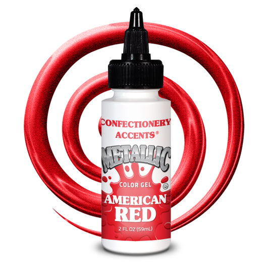 Confectionery Accents Metallic Color Gel - AMERICAN RED, 2 oz.