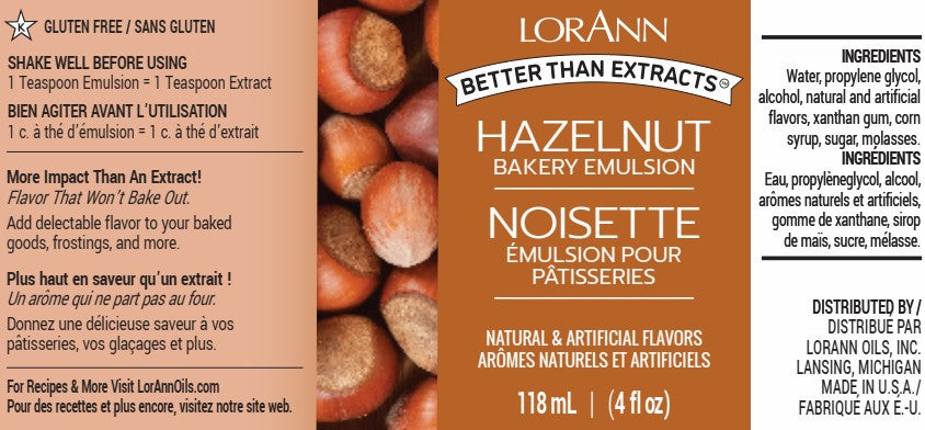 LorAnn Oils' Hazelnut Bakery Emulsion, 4 oz.