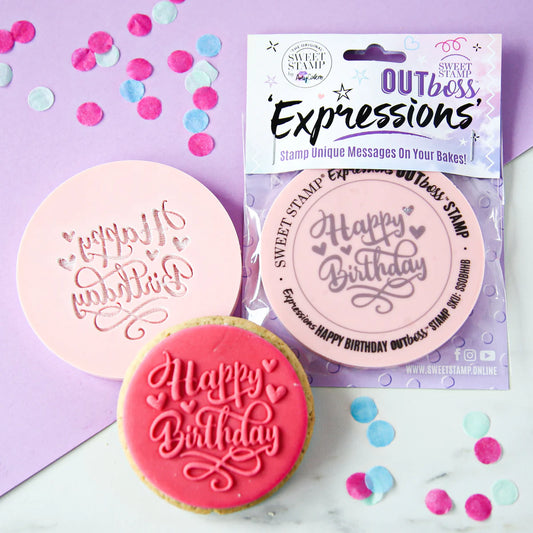 Sweet Stamp OUTboss Expressions - HEARTS HAPPY BIRTHDAY, Regular Size