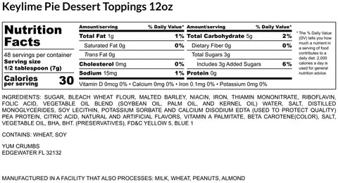Yum Crumbs Dessert Topping - KEY LIME, 12 oz.