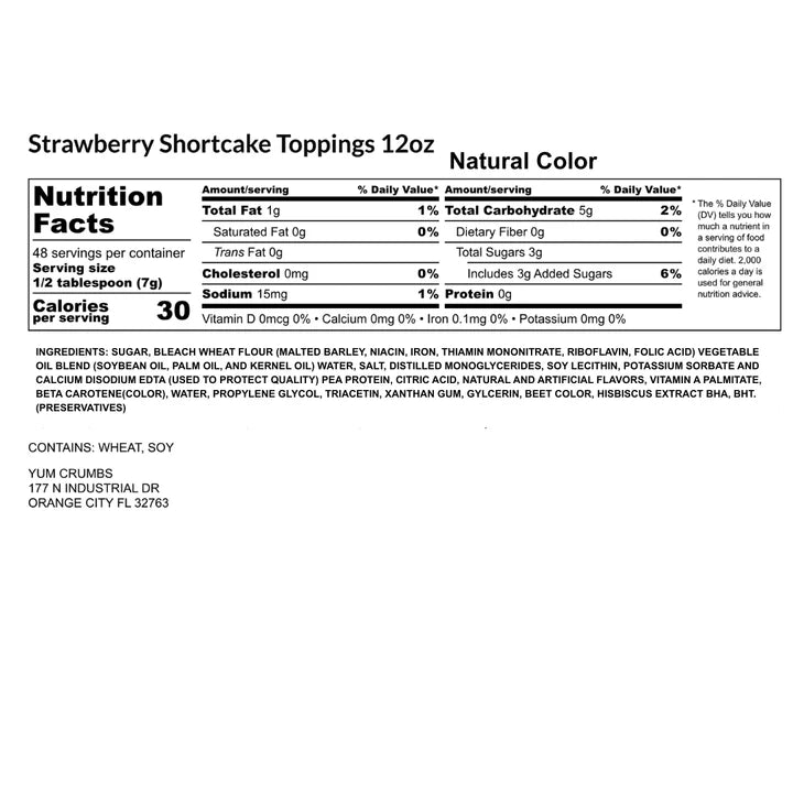 Yum Crumbs Dessert Topping - STRAWBERRY SHORTCAKE NATURAL COLOR, 12 oz.