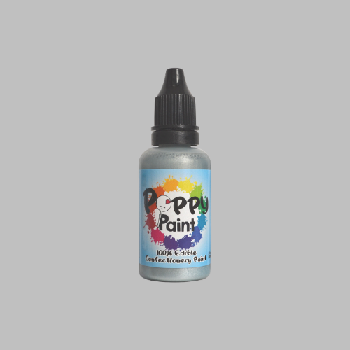 Poppy Paint Edible Paint, PEARLESCENT - SILVER, 30 mL (1 fl. oz.)