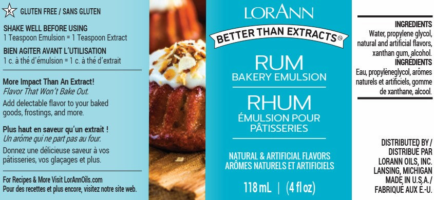 LorAnn Oils' Rum Bakery Emulsion, 4 oz.