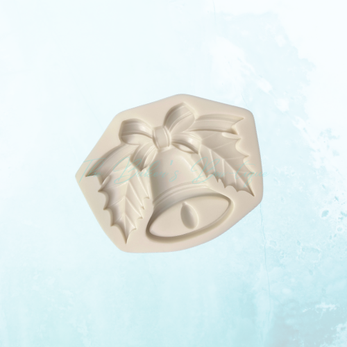 Jingle Bell with Bow and Holly Leaves - LARGE