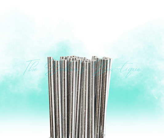 METALLIC SILVER Paper Straws