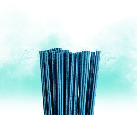 METALLIC LAKE BLUE Paper Straws