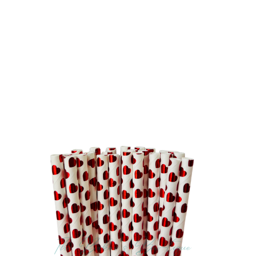 RED HEARTS Paper Straws