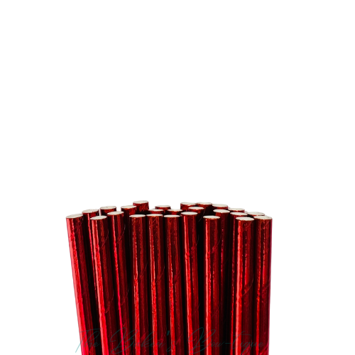 METALLIC RED Paper Straws