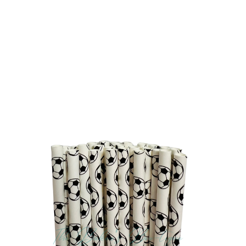SOCCER-WHITE and BLACK Paper Straws
